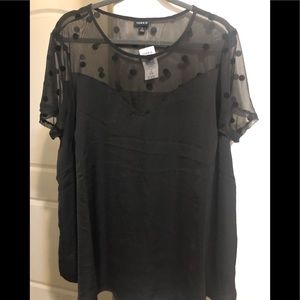 Torrid Black Sheer Polka Dot Blouse